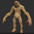 3D Render of Muscular Humanoid Monster Creature with Rough Skin and Oversized Arms