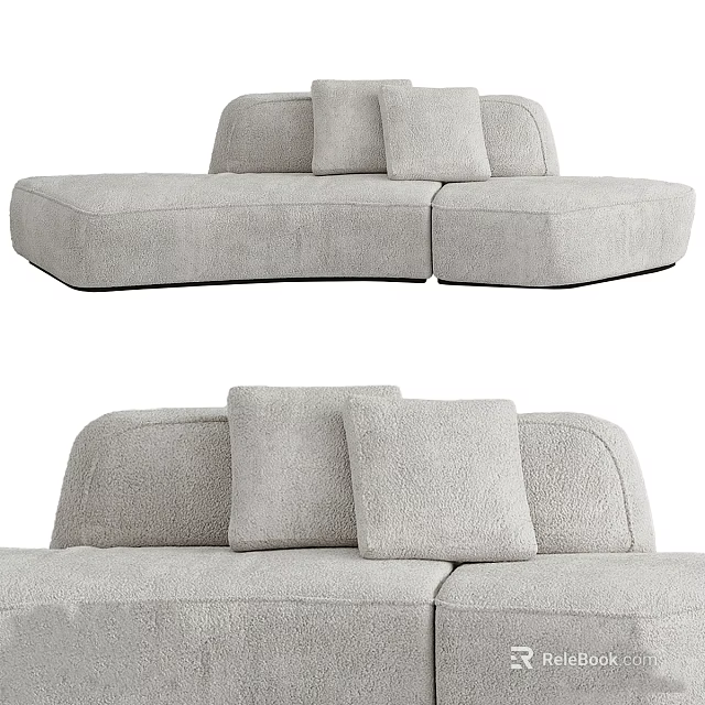 Modern Light Gray Sectional Sofa With Plush Pillows And Soft Upholstery 3d model 