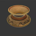 Traditional Handcrafted Ceramic Bowl With Red Rim And Geometric Patterns