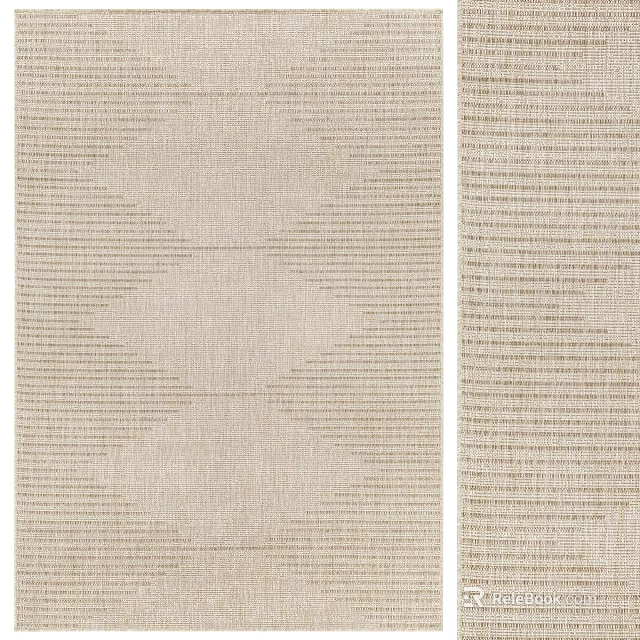 Minimalist Light Beige Square Rug With Diamond Pattern And Striped Design 3d model