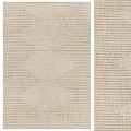 Minimalist Light Beige Square Rug With Diamond Pattern And Striped Design 3d model