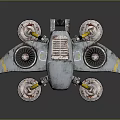 Futuristic Spacecraft With Metallic Structure Circular Thrusters And Support Legs For Universe Exploration
