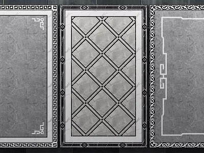 Geometric Floor Tile Design With Diamond Pattern And Decorative Borders 3d model