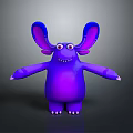 Cute Purple Stuffed Doll with Large Blue Ears Red Eyes and Open Arms