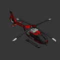 Red Rescue Helicopter Featuring White Cross Symbol On Black Rotors And Red Fuselage
