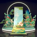 Traditional Dragon Boat Festival Scroll Display With Lotus Dragon Boat And Zongzi