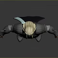 Game Movie Character With Blonde Hair Armored Outfit Black Red Spiked Shoulders And Red Cape