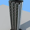 Modern High Rise Residential Building with Glass Facade and Window Design Against Blue Sky