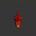 Cartoon Red Dinosaur Character Cute Small T-Rex With Green Eyes 3D Model In Standing Pose