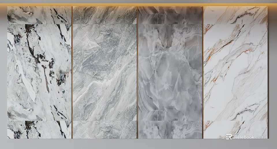 Natural Stone And Wood Panel Designs With Gray White Texture For Modern Interior 3d model 