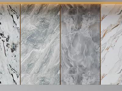Natural Stone And Wood Panel Designs With Gray White Texture For Modern Interior 3d model