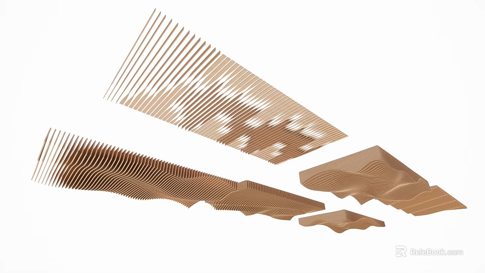 Creative Ceiling Designs With Wooden Striped Patterns And Wavy Geometric Structures 3d model 