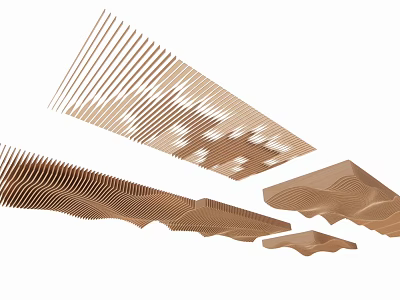 Creative Ceiling Designs With Wooden Striped Patterns And Wavy Geometric Structures 3d model