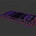 3D Technical Platform With Black Orange Grid Square Modules And Wiring