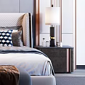 Elegant Modern Bedroom Interior With Double Bed Upholstered Headboard Nightstands And Geometric Wall Decor