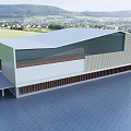 Modern Building Exterior Design With Glass Facade Panel And Terrace In Natural Landscape