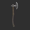 Medieval Battle Axe Featuring Metal Blade And Wooden Wrapped Handle Design