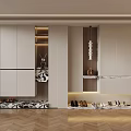 Modern Minimalist Shoe Cabinet Design With LED Lighting Marble Accents And Shoe Display Shelves