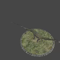 Long Necked Sauropod Dinosaur Model Standing On Grass Covered Circular Base