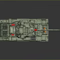 Modern Military Tank 3D Model With Turret Main Cannon Tracks Armor Plates And Red Markers