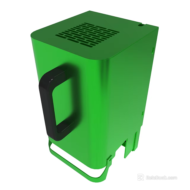 Green Portable Device With Black Handle And Ventilation Holes Structure 3d model 