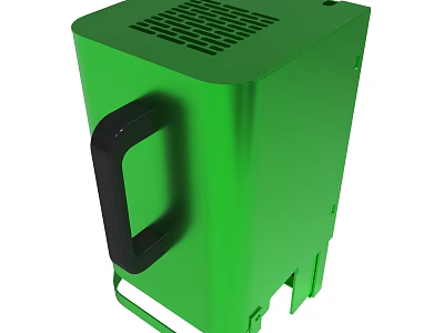 Green Portable Device With Black Handle And Ventilation Holes Structure 3d model