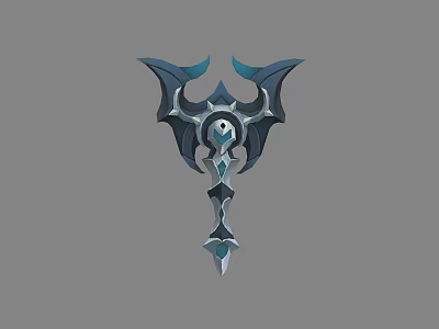 Fantasy Mythical Bat Winged Staff With Central Eye Gem And Silver Crystal Details 3d model