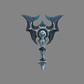 Fantasy Mythical Bat Winged Staff With Central Eye Gem And Silver Crystal Details