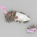 Elegant Floral Decorations With Pink Bow Column And Pink Blue Roses Arrangement