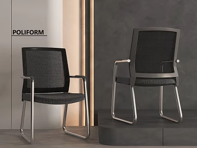 POLIFORM Modern Mesh Office Chair With Metal Frame Armrests And Legs 3d model