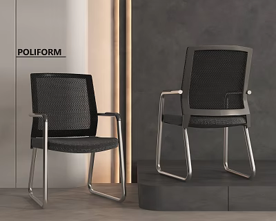 POLIFORM Modern Mesh Office Chair With Metal Frame Armrests And Legs 3d model