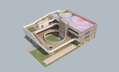 Modern Kindergarten Building Kindergarten Children's Play 3d model