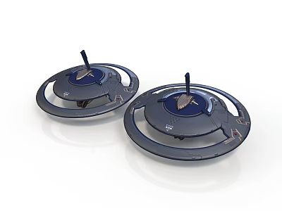 Two Advanced Circular Space Exploration Devices Designed For Astronomy Missions With Central Antenna Systems 3d model