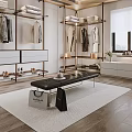 Modern Walk in Closet With Open Storage Clothes Shoes Bench