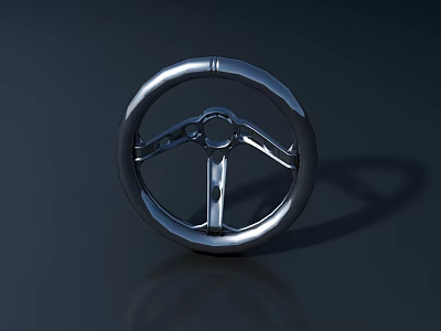 Shiny Modern Silver Steering Wheel With Metallic Finish On Black Background 3d model Shiny Modern Silver Steering Wheel With Metallic Finish On Black Background 3d model