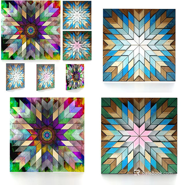 Colorful Geometric Wall Decor With Modern Art Design For Home Interiors 3d model 
