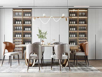 Light Luxury Dining Table and Chair Combination 3d model