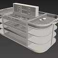 Modern Transparent Display Cabinet With Metal Frame Multiple Shelves And Drawers