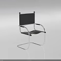 Modern Minimalist Single Chair With Silver Metal Frame And Black Seat Backrest