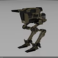 Brown Black Sci Fi Robot Character With Mechanical Cannon And Multi Legged Structure 3d model
