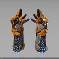 Orange And Blue Mechanical Design Sport Gloves With Unique Pattern And Comfortable Fit