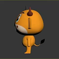 Cartoon Calf Character With Orange Body Red Horns And Big Expressive Eyes