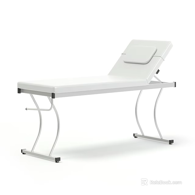 Modern White Lounge Chair With Metal Frame And Reclining Comfortable Backrest 3d model 