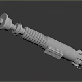 White Sci Fi Weapon 3D Model Showcasing Spiral Structure and Handle Details 3d model