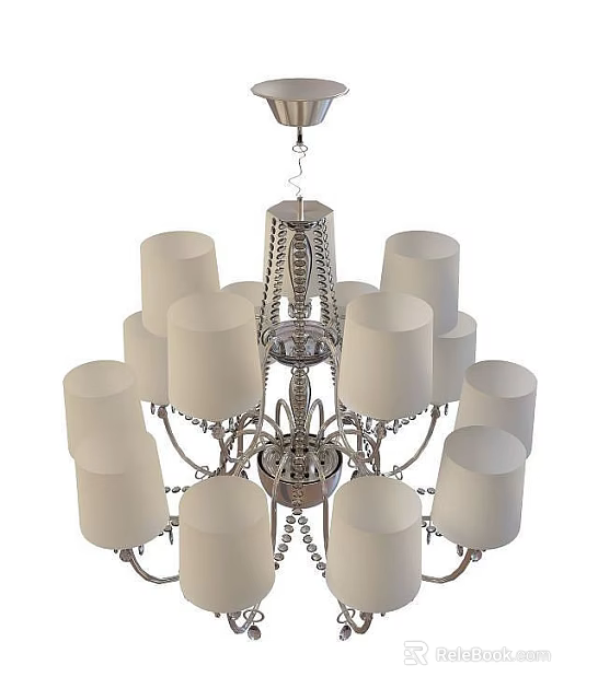 Tech Exhibition Hall Showcasing Modern Chandelier With Elegant Lighting Design Elements 3d model 