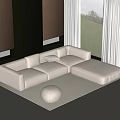 Italian-style multi-person sofa corner sofa tofu sofa stool 3d model