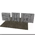 Three Detailed Industrial Metal Components With Intricate Mechanical Structures And Patterns