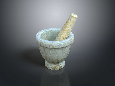 Garlic Pounding Garlic Mortar Wood Garlic Mortar Container Pestle and Mortar Pestle Stone Mortar Stone Hammer Life Supplies 3d model
