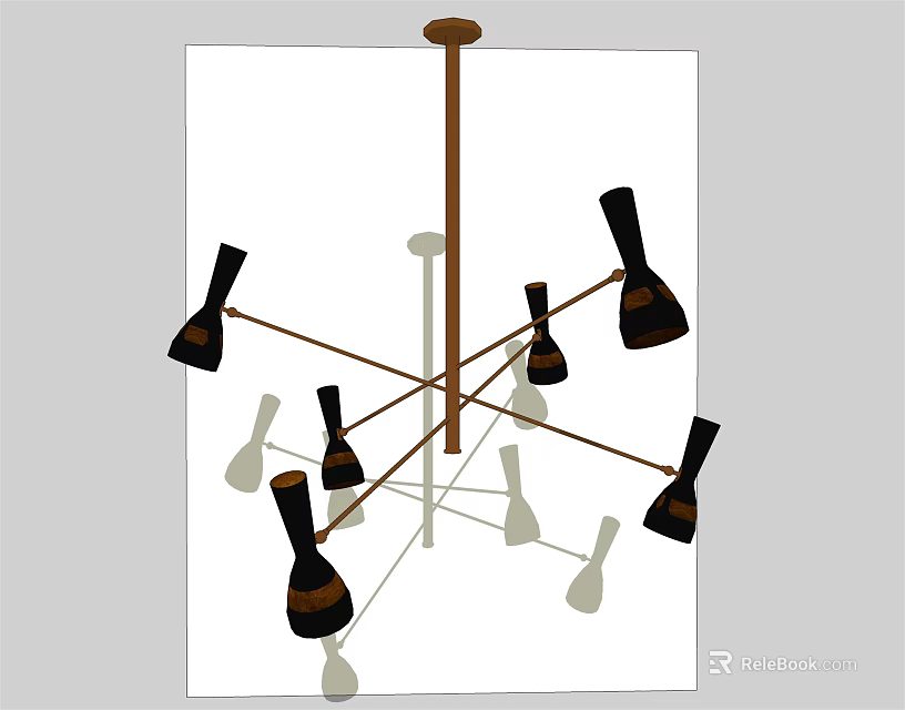 Modern Stylish Chandelier Design With Crossed Arms And Black Lamp Shades 3d model 