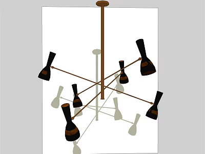 Modern Stylish Chandelier Design With Crossed Arms And Black Lamp Shades 3d model